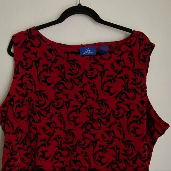 Vintage JH Collectibles Red Top with Black Burnout Velvet Grunge, Layering 3X - Picture 10 of 11